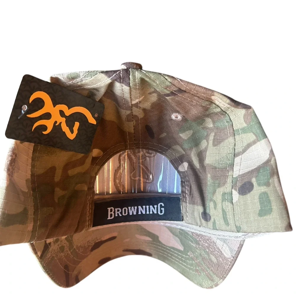 Green Camo Cap with Embroidered Design-NEW
